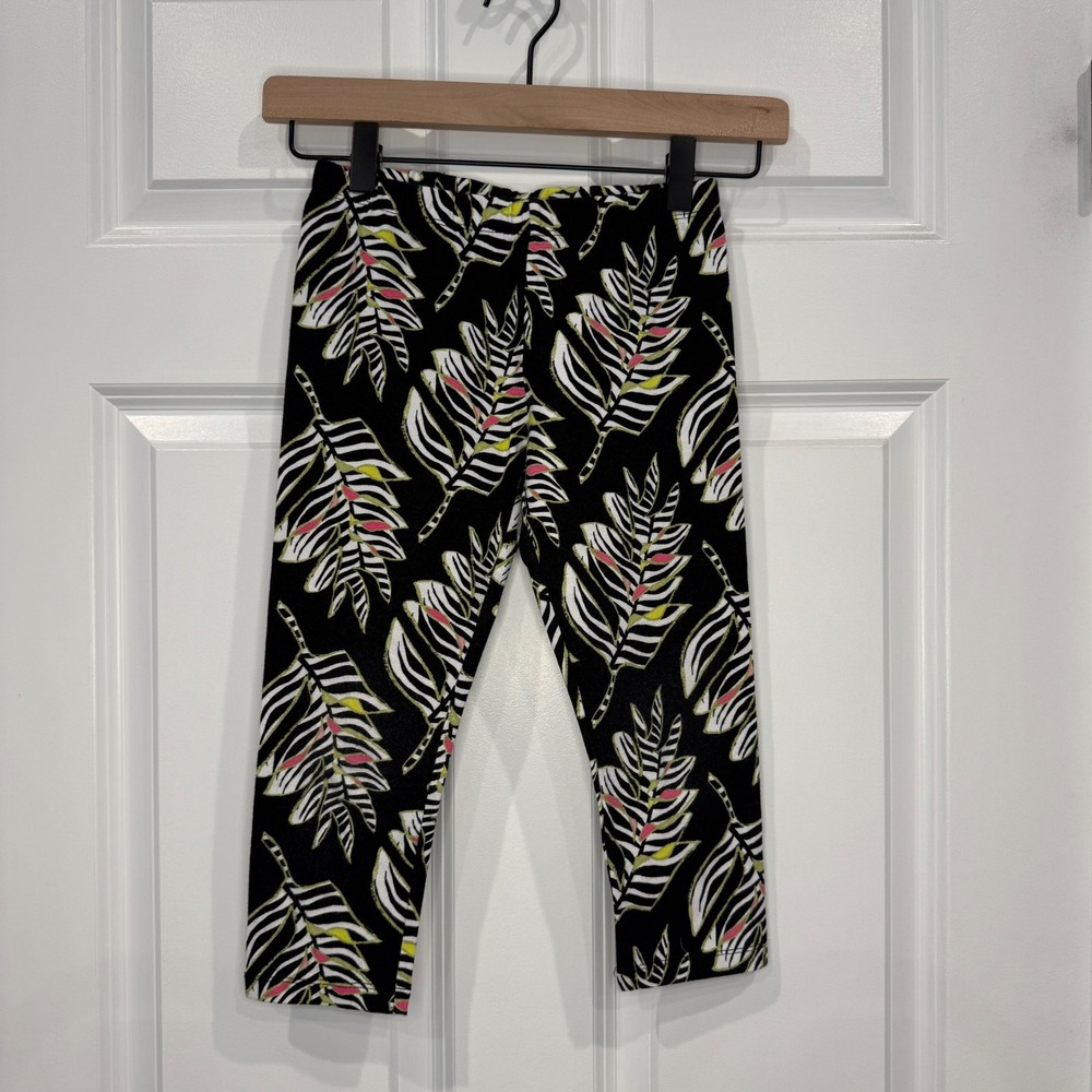 Gymboree Girls Tropical Leaf Zebra Print Capri Leggings Black‎ Size 7/8
